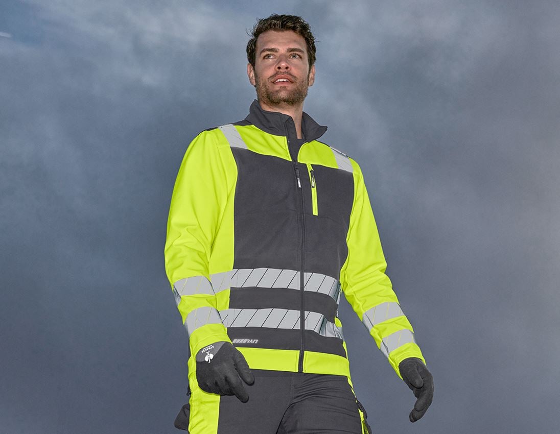 Thèmes: Veste softshell de signalisation e.s.motion 24/7 + anthracite/jaune fluo