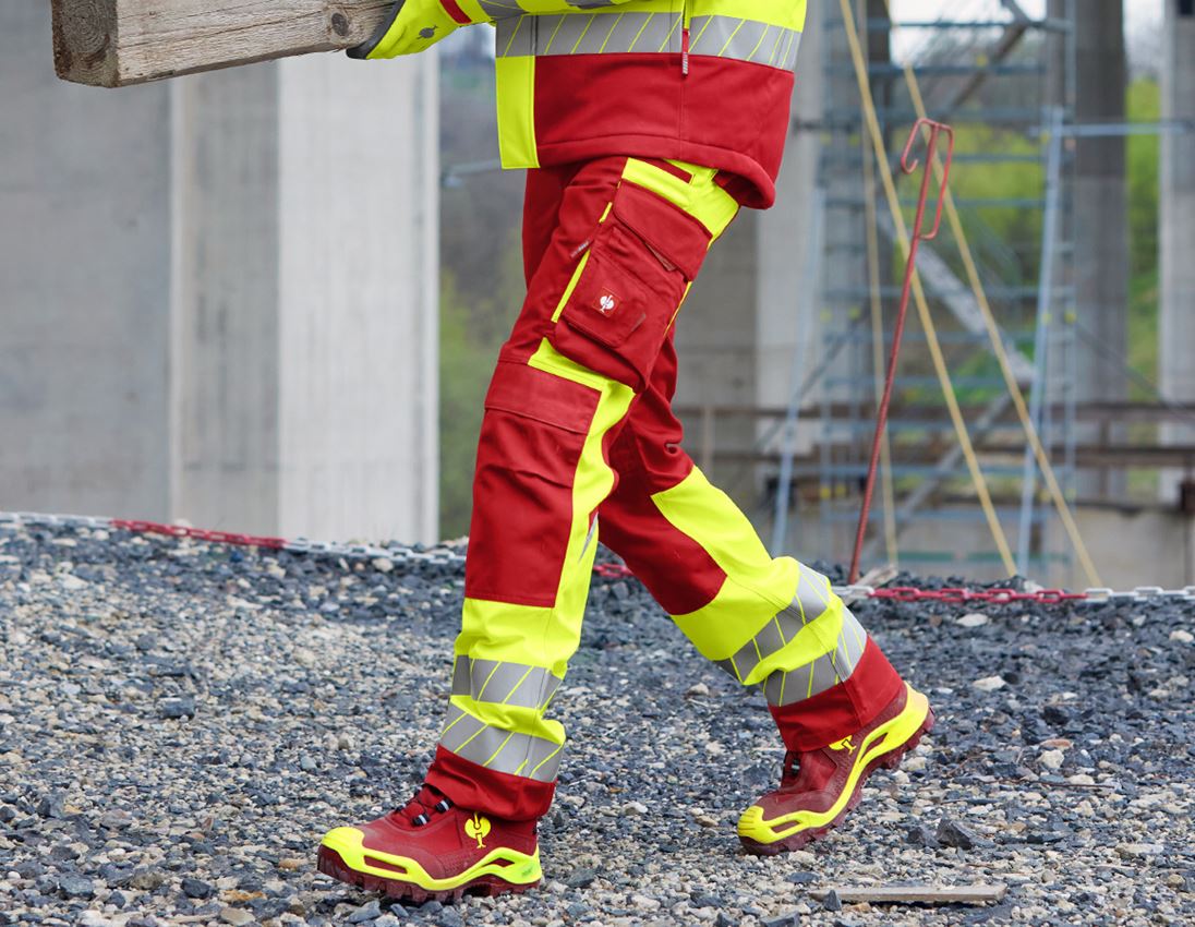 Pantalons de travail: Pantalon à taille élast. signal. e.s.motion 24/7 + rouge/jaune fluo 1