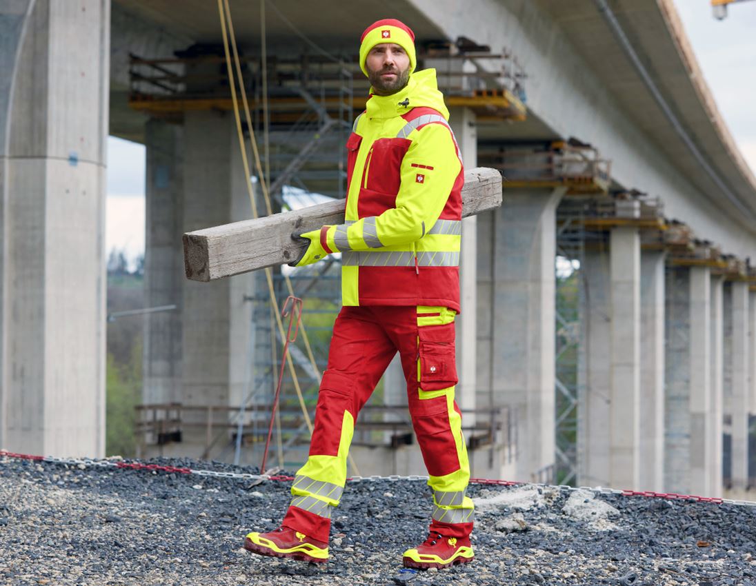 Pantalons de travail: Pantalon à taille élast. signal. e.s.motion 24/7 + rouge/jaune fluo 2