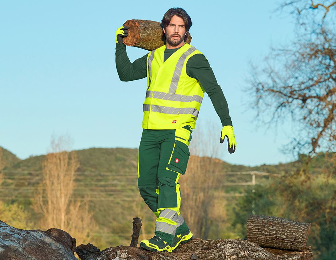 Pantalons de travail: Pantalon à taille élast. signal. e.s.motion 24/7 + vert/jaune fluo 6