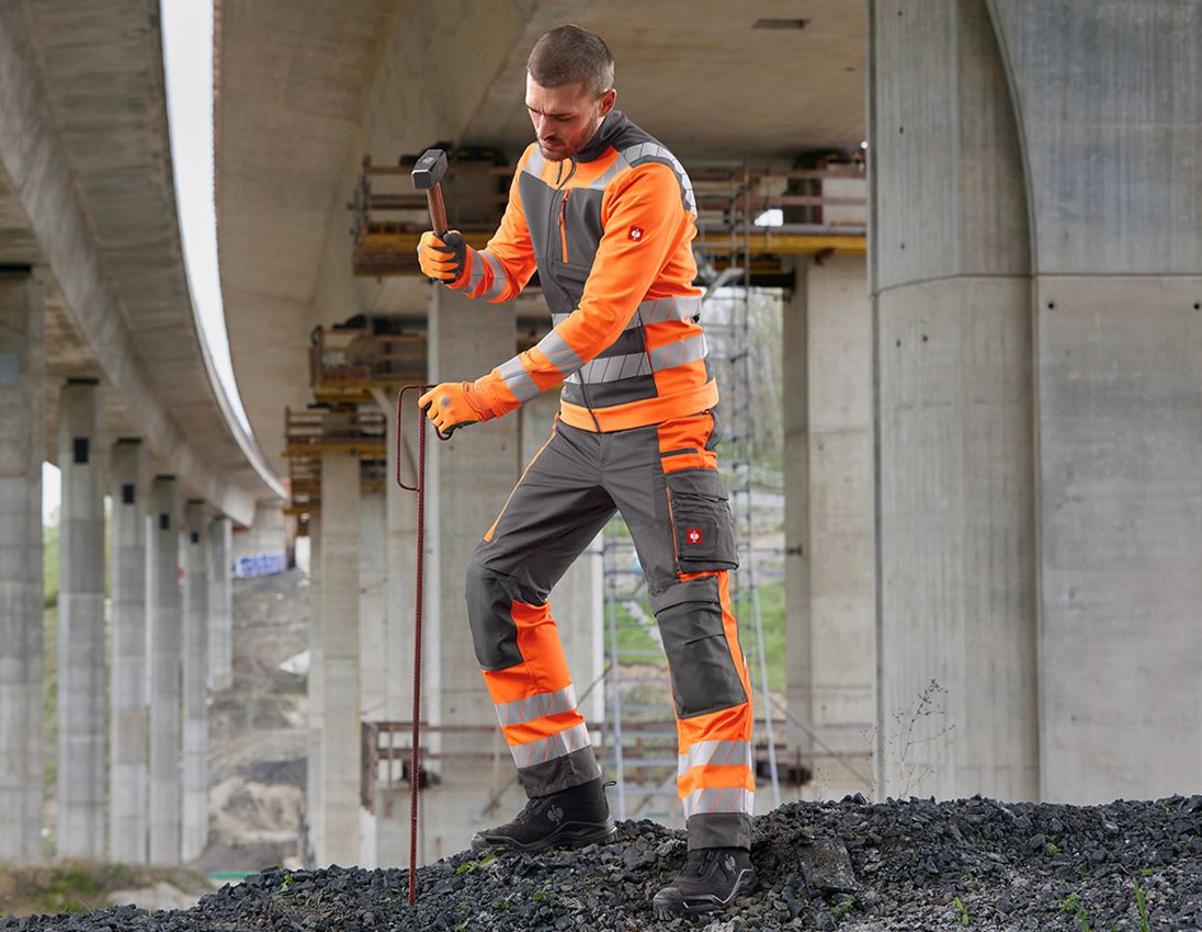 Pantalons de travail: Pantalon à taille élast. signal. e.s.motion 24/7 + anthracite/orange fluo 8