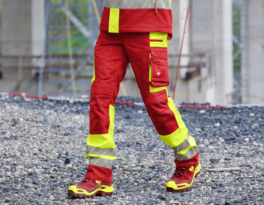 Hosen: Warnschutz Bundhose e.s.motion 24/7 + rot/warngelb