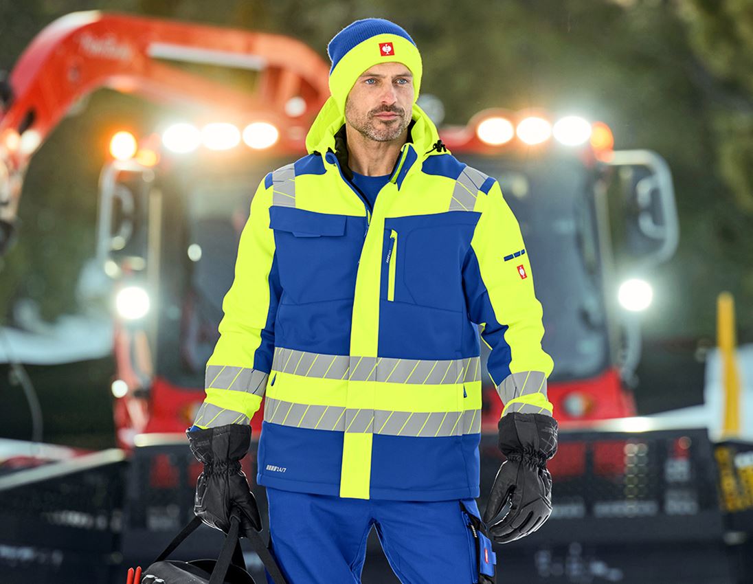 Thèmes: Veste softshell de signal. d'hiver e.s.motion 24/7 + bleu royal/jaune fluo