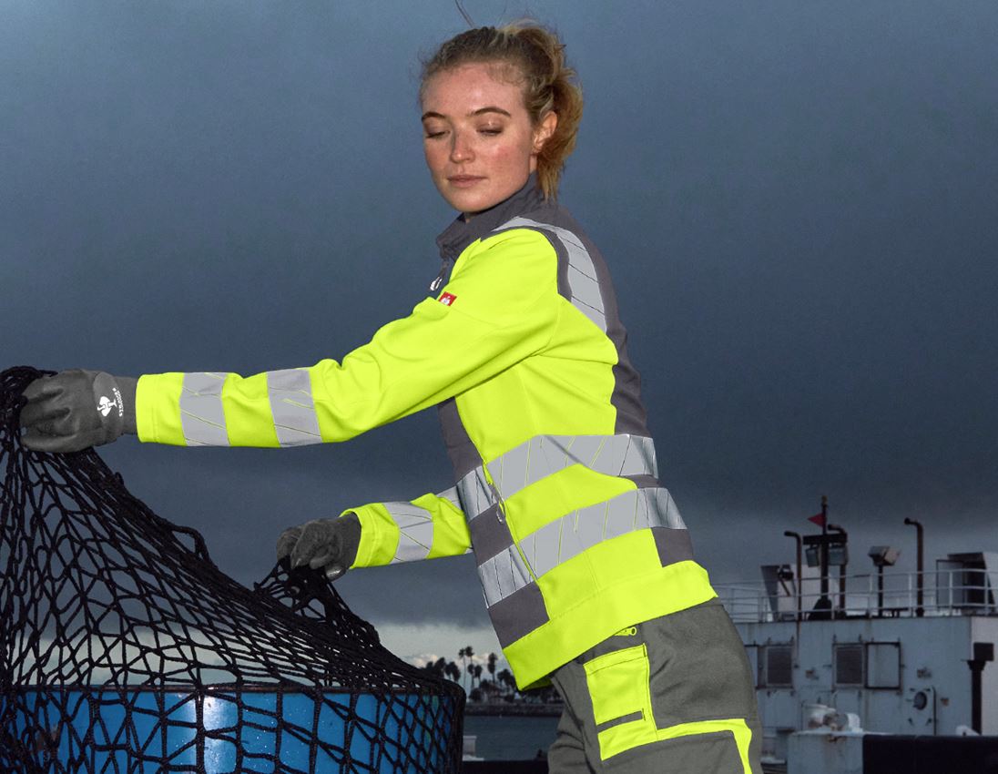 Vestes de travail: Veste softshell signal. e.s.motion 24/7, femmes + anthracite/jaune fluo 2