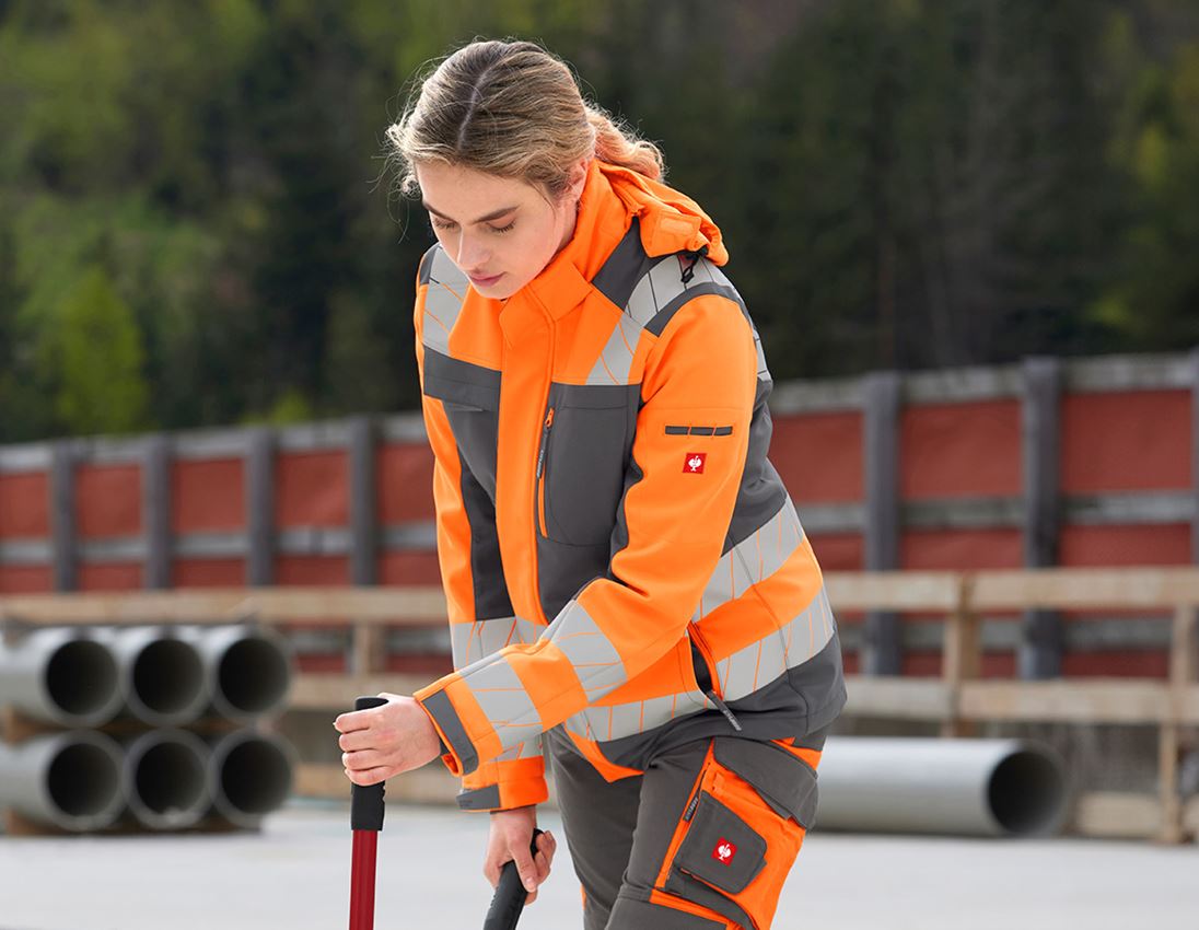 Vestes de travail: Veste soft.de signal.d'hiver e.s.motion 24/7,fem. + anthracite/orange fluo 2