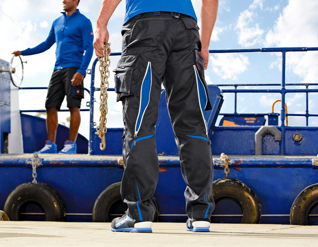 Pantalons de travail: Pantalon à taille élastique e.s.motion 2020 + graphite/bleu gentiane 1