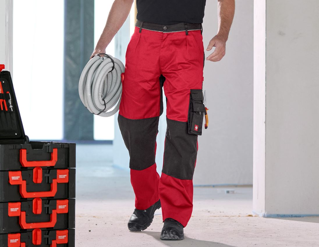 Pantalons de travail: Pantalon à taille élastique e.s.image + rouge/noir 1