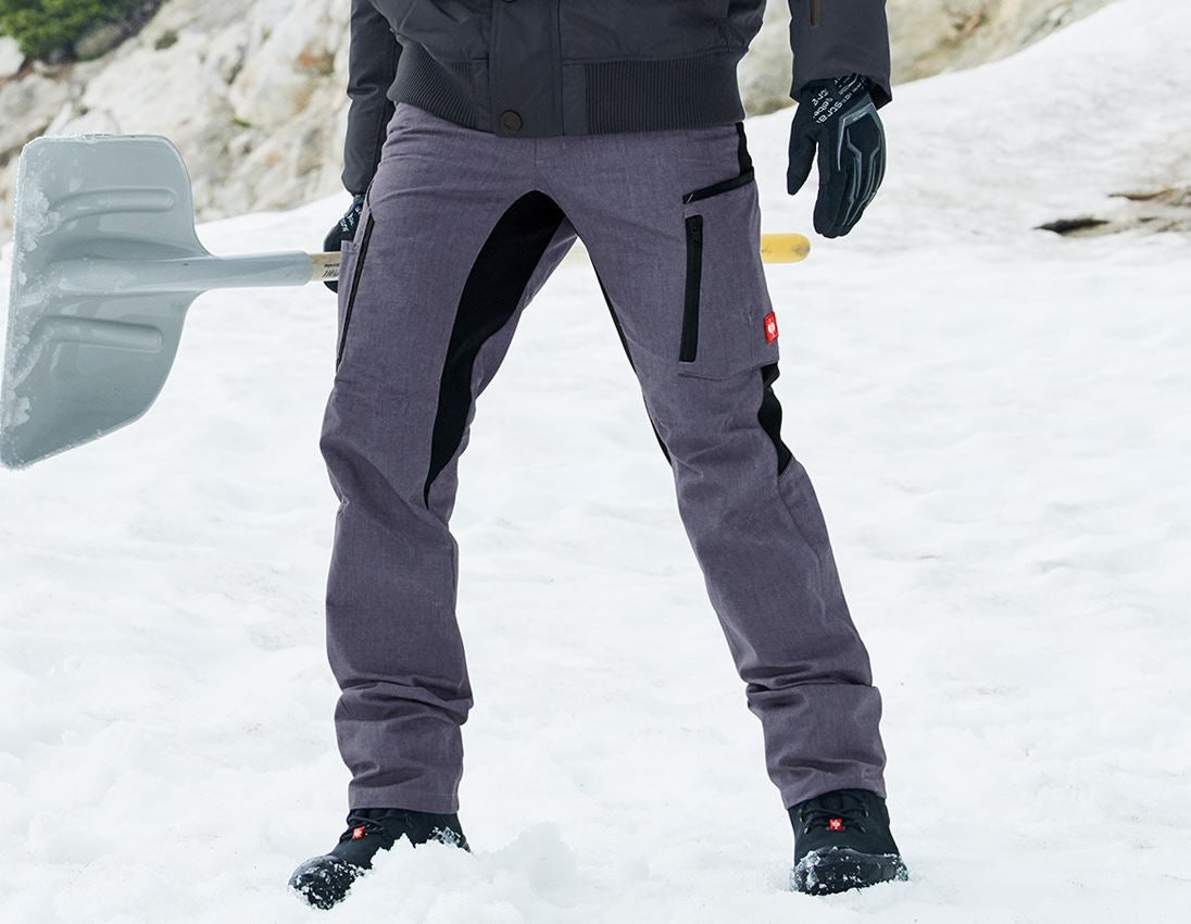 Froid: Pantalon à taille élastique d'hiver e.s.vision + pacifique mélange/noir