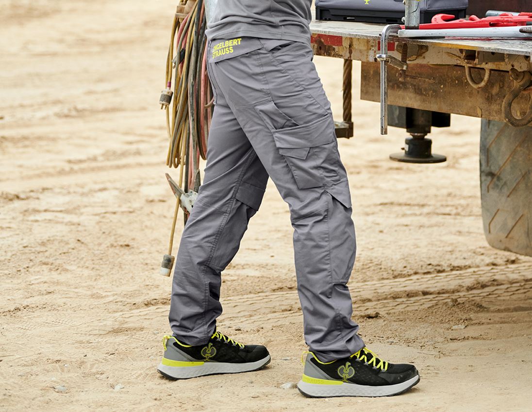 Pantalons de travail: Pantalon à taille élastique e.s.trail + gris basalte/jaune acide 1