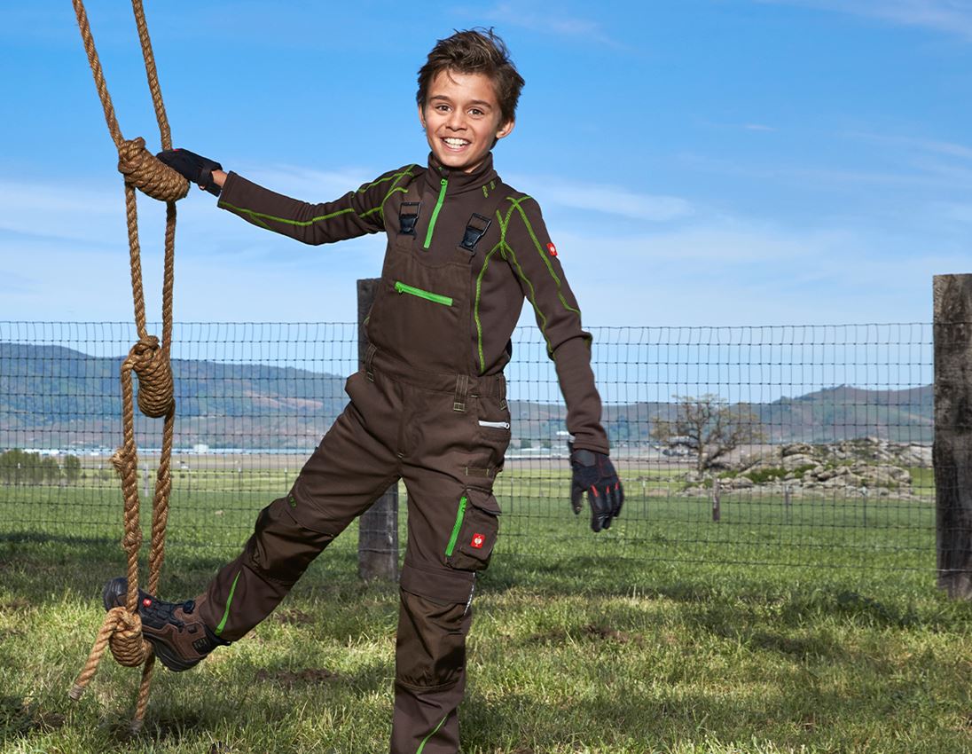 Pantalons: Enfants salopette e.s.motion 2020 + marron/vert d'eau