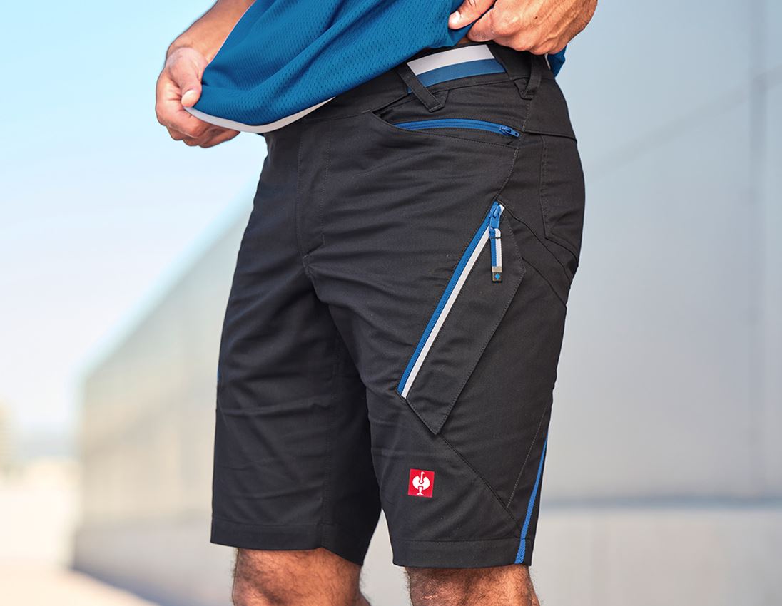 Pantalons de travail: Short à poches multiples e.s.ambition + graphite/bleu gentiane