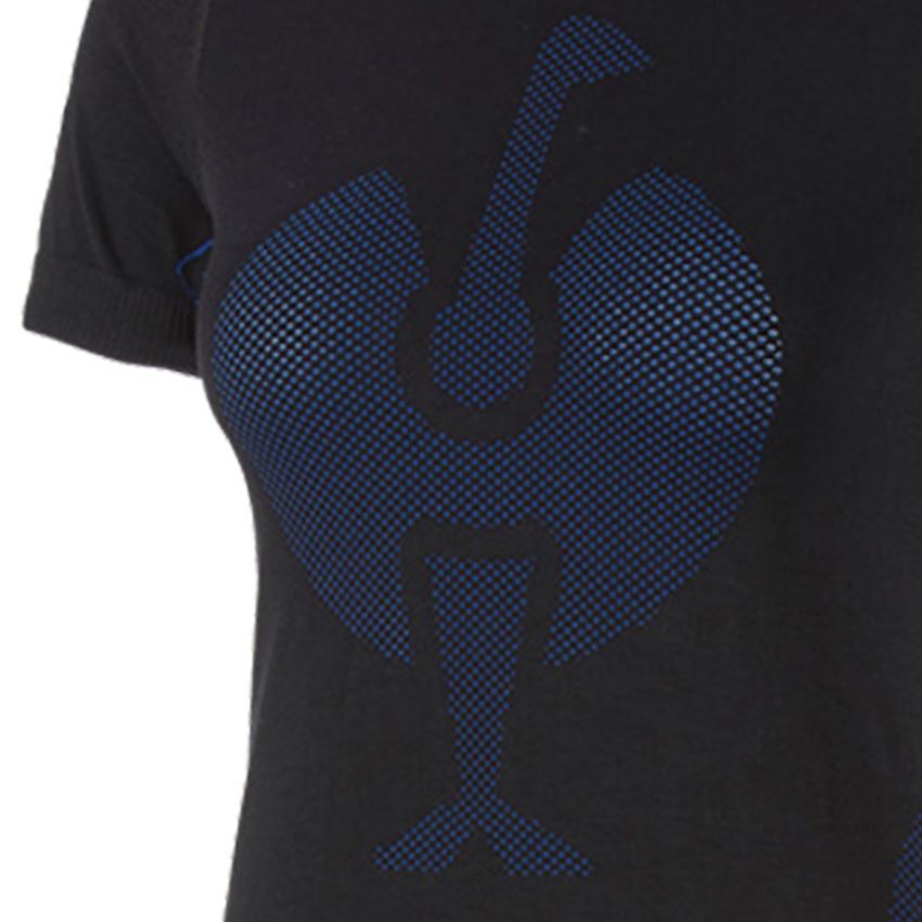 Froid: e.s. T-Shirt fonctionnel uniforme-warm, femmes + noir/bleu gentiane 2