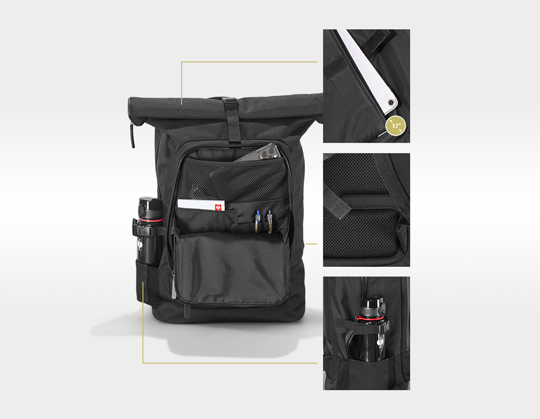 Bekleidung: Rolltop-Rucksack e.s.work&travel + schwarz 4