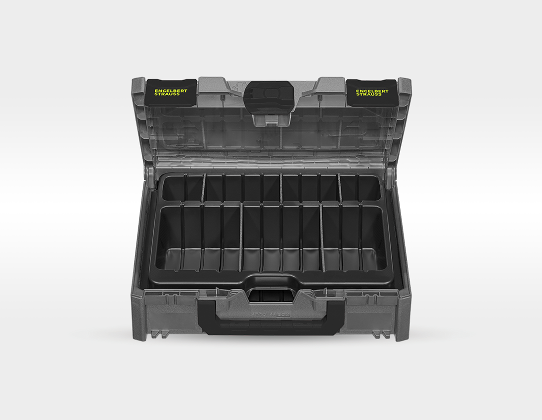 STRAUSSbox System: Werkzeug-Set Allround + 18,0V Akku-Multi-Schrauber + basaltgrau/acidgelb 8