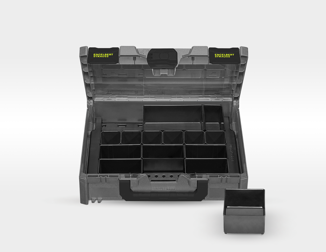 Système STRAUSSbox: Set d'outils élec. + 18,0 V visseuse multi batt. + gris basalte/jaune acide 8