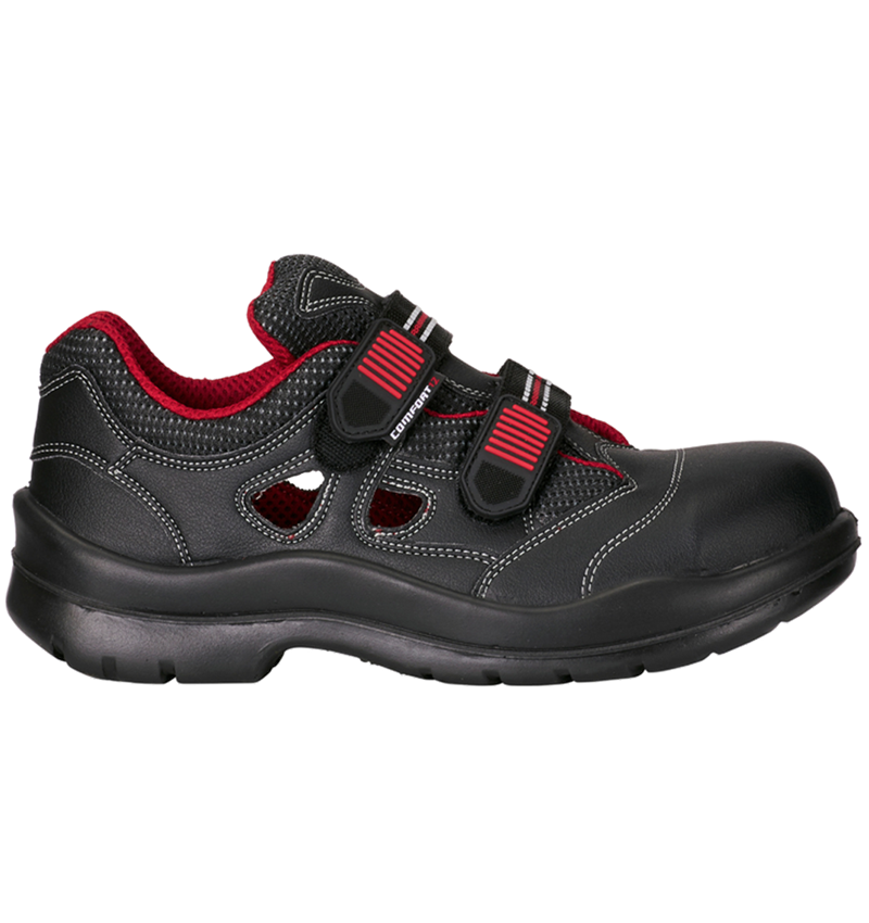 S1P	: S1P Sandales de sécurité Comfort12 + noir/rouge