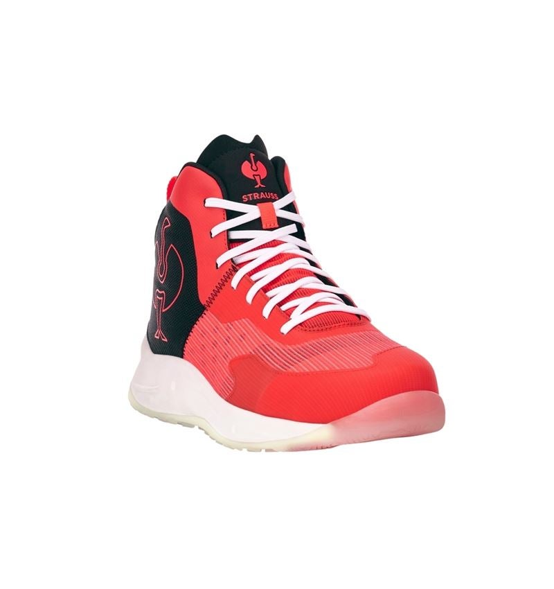 Chaussures: S1PS Chaussures basses de séc. e.s. Marseille mid + rouge fluo/noir 5