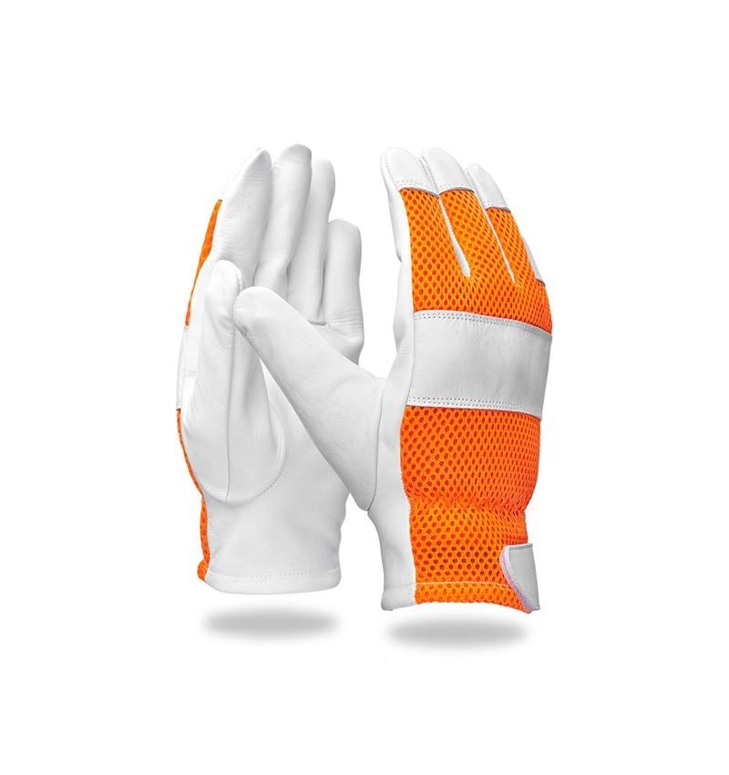 Leder: e.s. Leder-Handschuhe Mesh + orange
