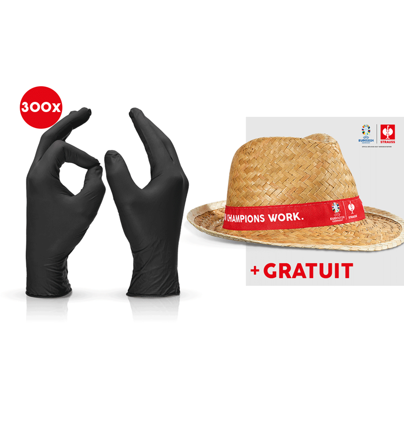 Collaborations: 3x100 Gants latex à usage unique +chapeau EURO2024 + noir