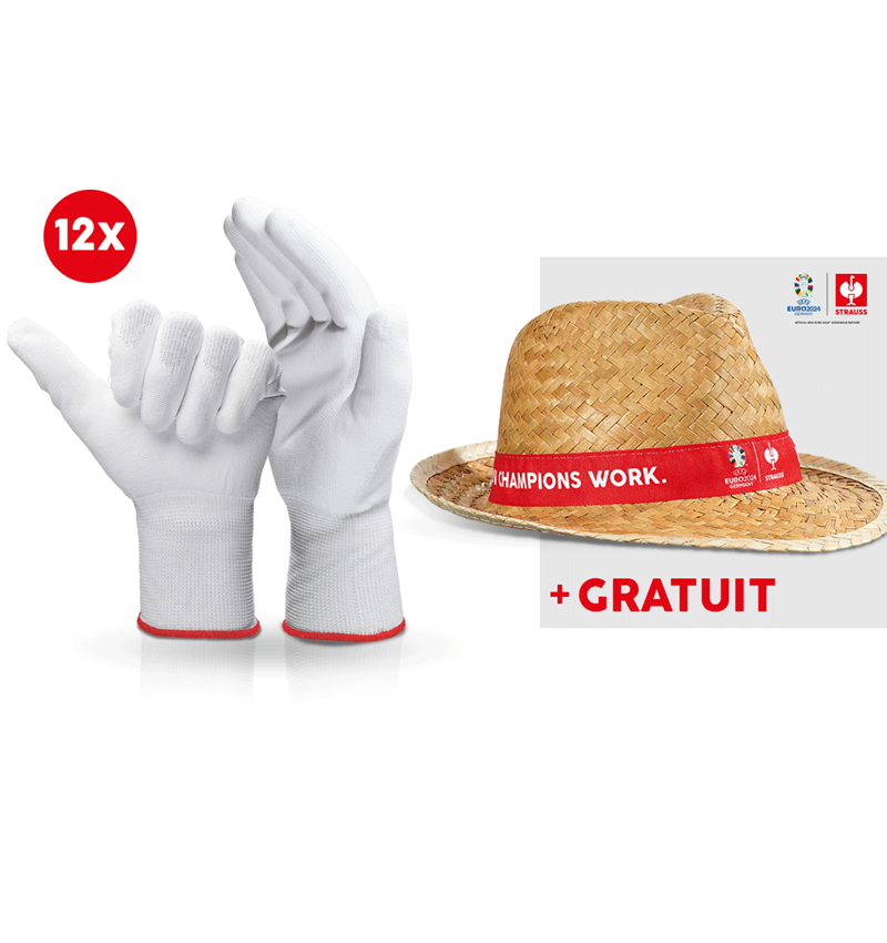 Collaborations: 12x Gants micro PU + EURO2024 chapeau + blanc