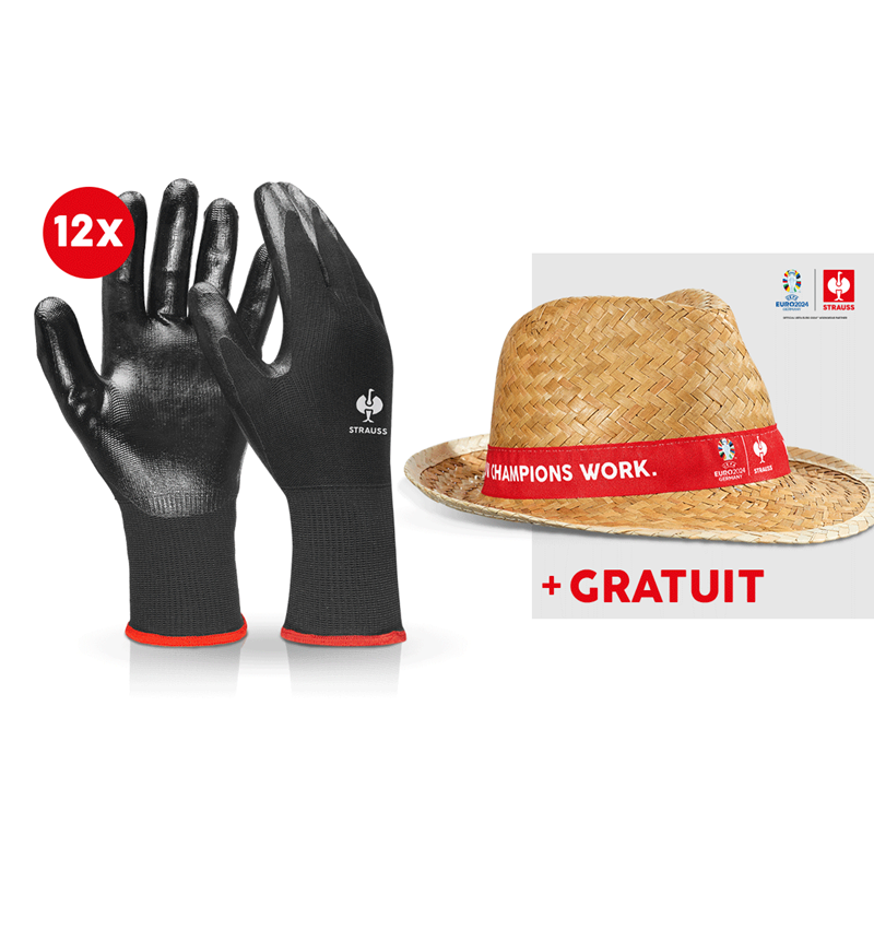 Collaborations: 12x Gants Nitrile Flexible + chapeau EURO2024 + noir