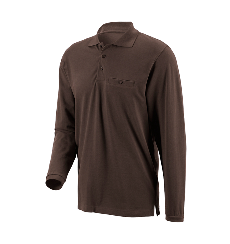 Shirts & Co.: e.s. Longsleeve-Polo cotton Pocket + kastanie 1