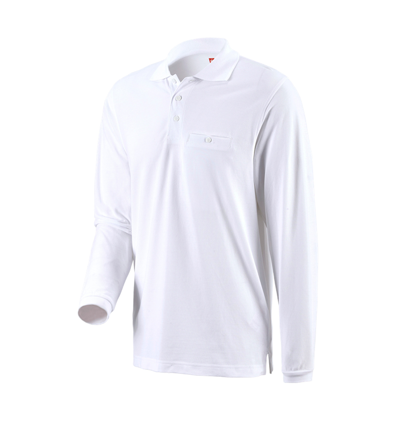 Shirts & Co.: e.s. Longsleeve-Polo cotton Pocket + weiß 1