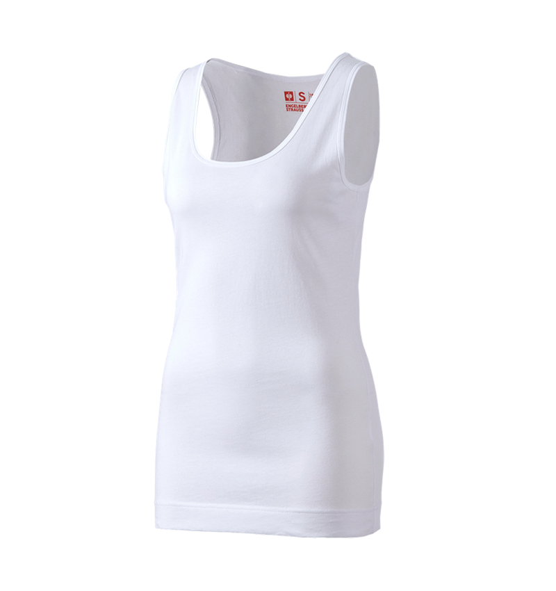 Shirts & Co.: e.s. Long-Tank cotton, Damen + weiß 1