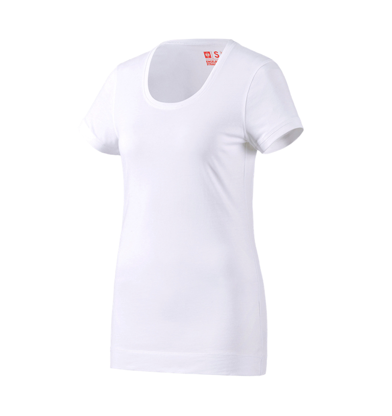 Hauts: e.s. Long shirt cotton, femmes + blanc 1