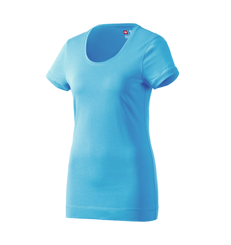 Hauts: e.s. Long shirt cotton, femmes + turquoise 1
