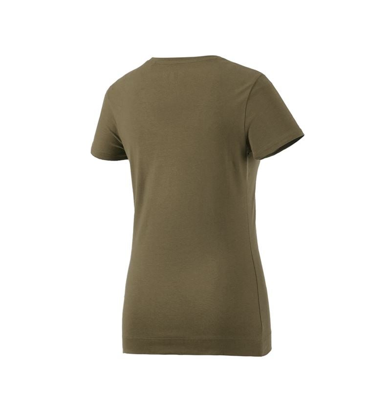 Hauts: e.s. T-shirt cotton stretch, femmes + vert boue 4