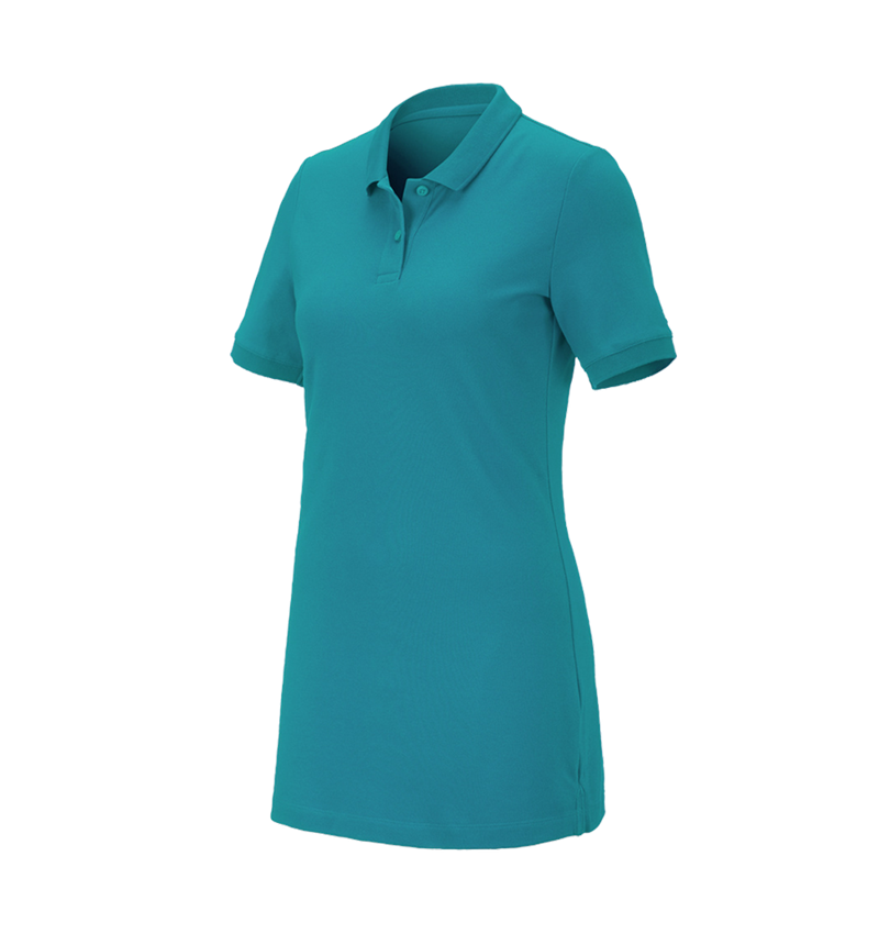 Shirts & Co.: e.s. Piqué-Polo cotton stretch, Damen, long fit + ozean 2
