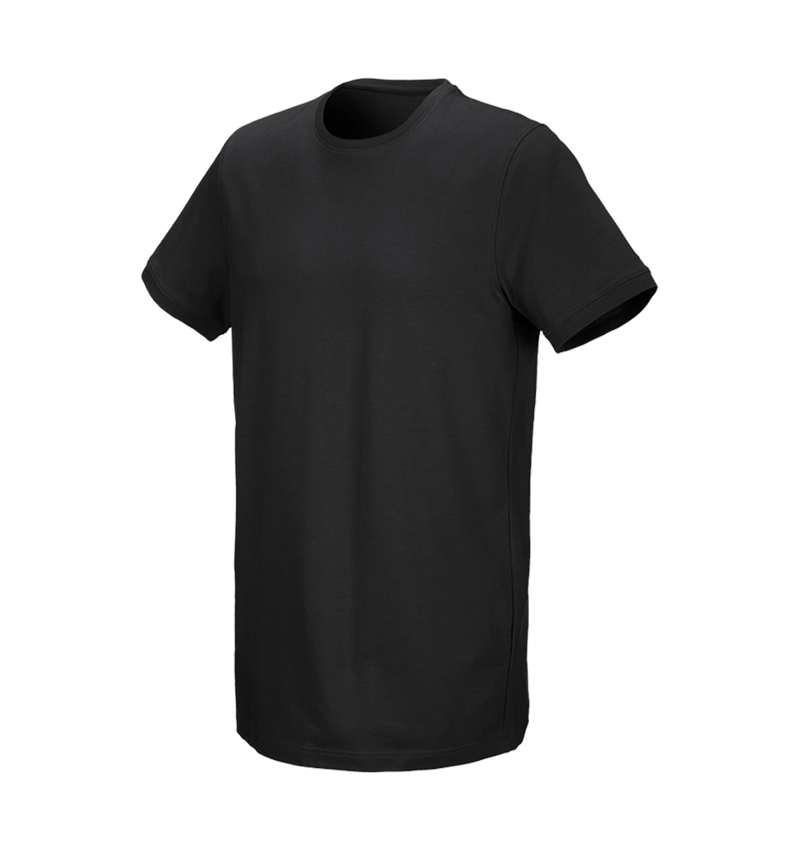 e.s. T-Shirt cotton stretch, long fit schwarz | Strauss