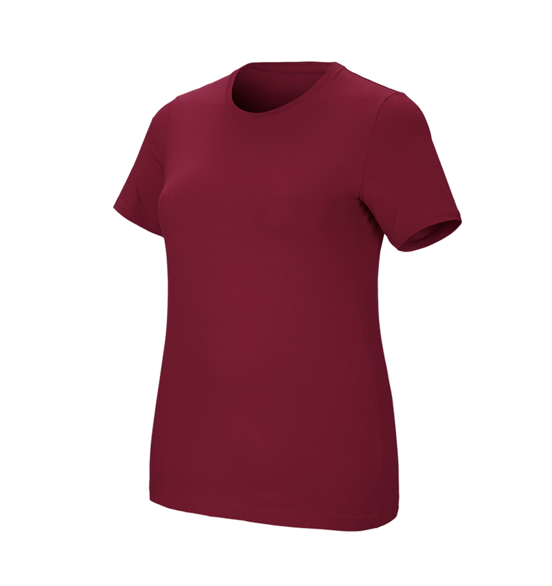 Hauts: e.s. T-Shirt cotton stretch, femmes, plus fit + bordeaux 2