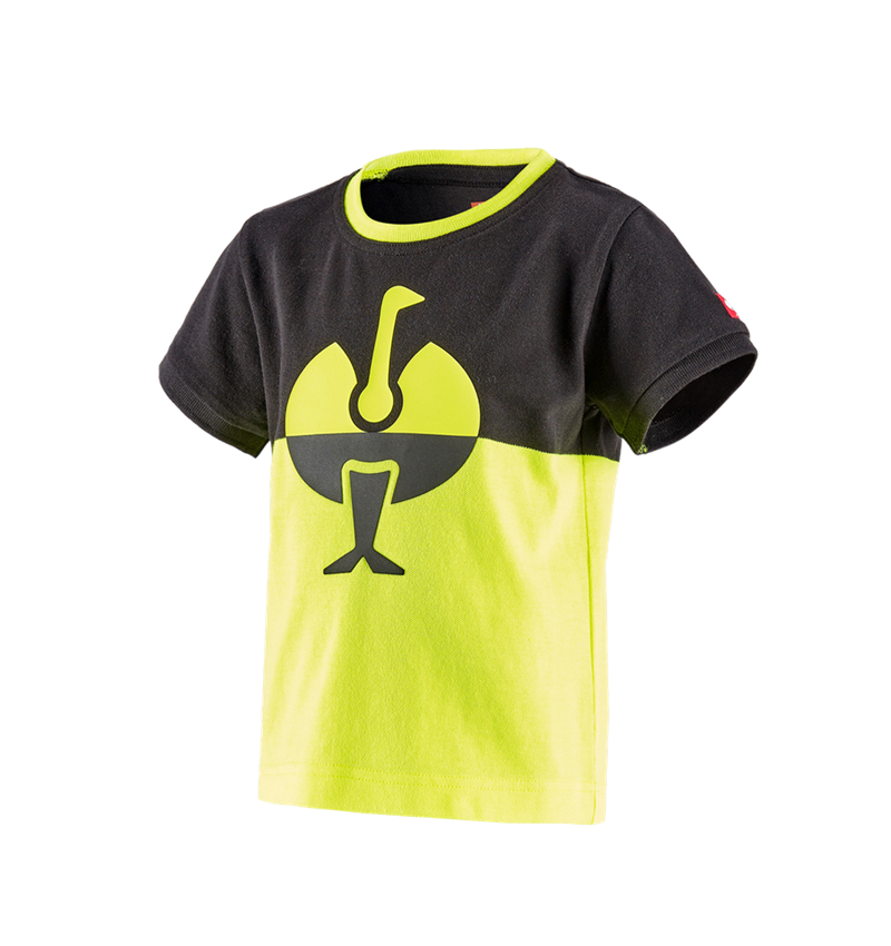 Themen: e.s. Piqué-Shirt colourblock, Kinder + schwarz/warngelb 2