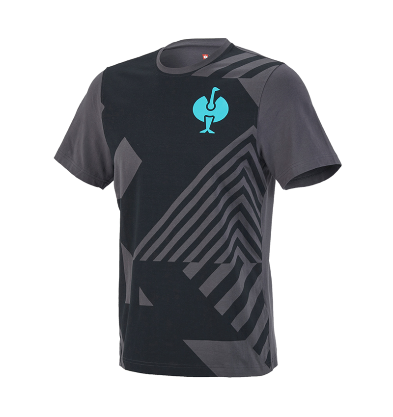 Hauts: T-Shirt e.s.trail graphic + noir/anthracite/lapis turquoise 2