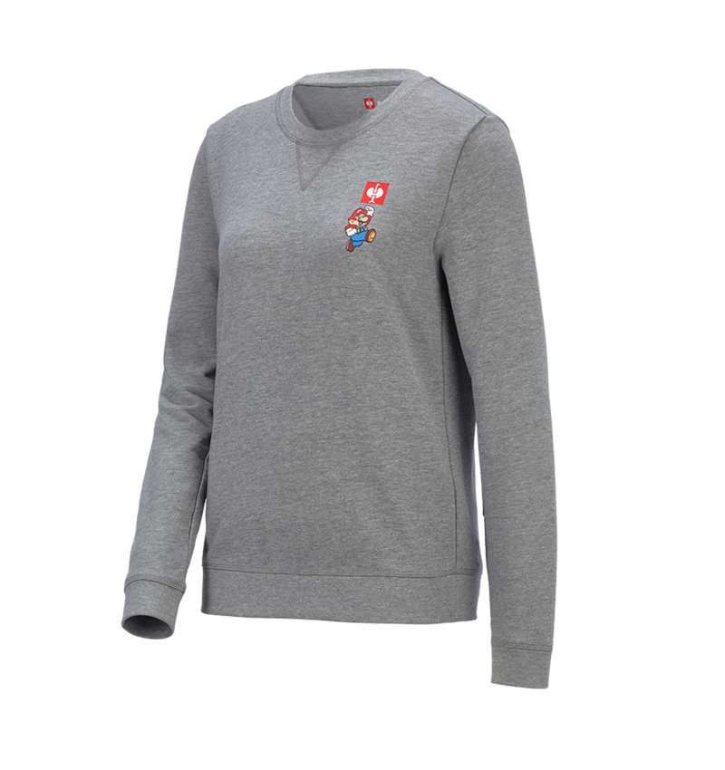 Shirts & Co.: Super Mario Sweatshirt, Damen + graumeliert 1