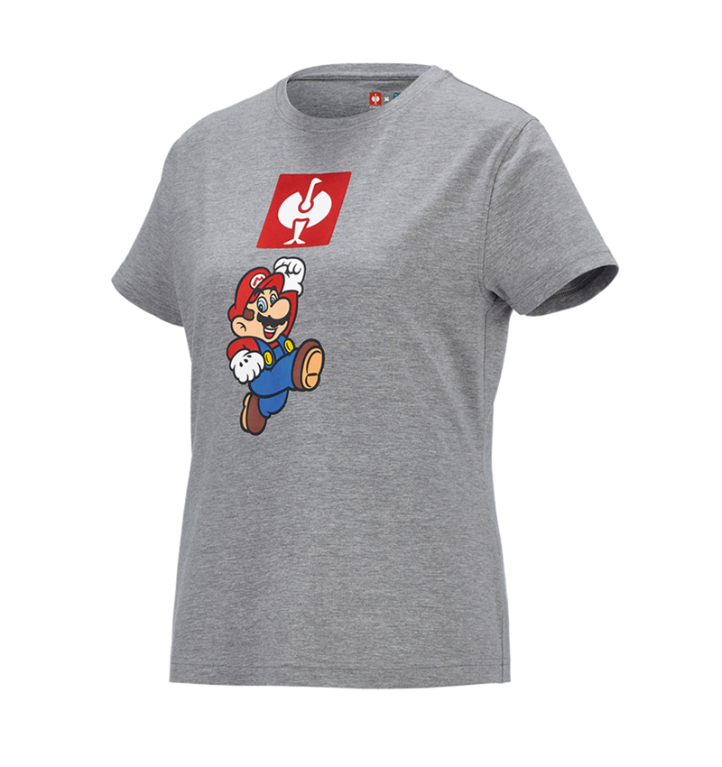 Shirts & Co.: Super Mario T-Shirt, Damen + graumeliert 2