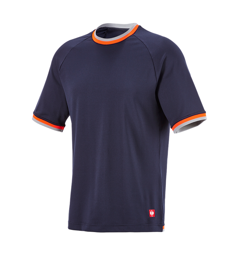 Hauts: T-shirt fonctionnel e.s.ambition + bleu foncé/orange fluo 8