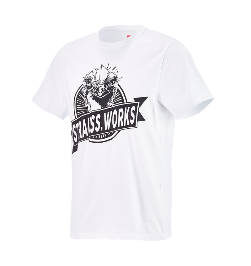 Hauts: e.s. T-shirt strauss works + blanc