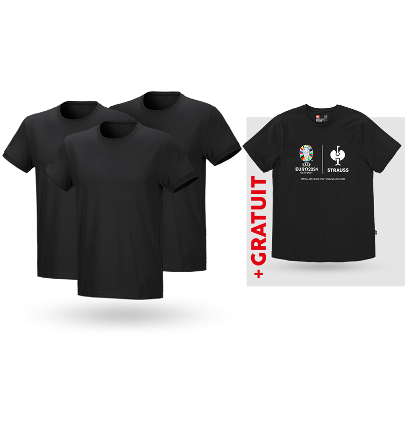 Vêtements: KIT : 3x T-shirt cotton stretch + T-shirt + noir