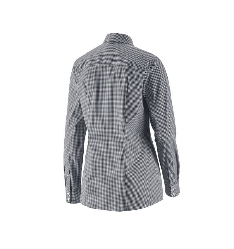 Shirts & Co.: e.s. Business Bluse cotton stretch, Damen reg. fit + schwarz kariert 1