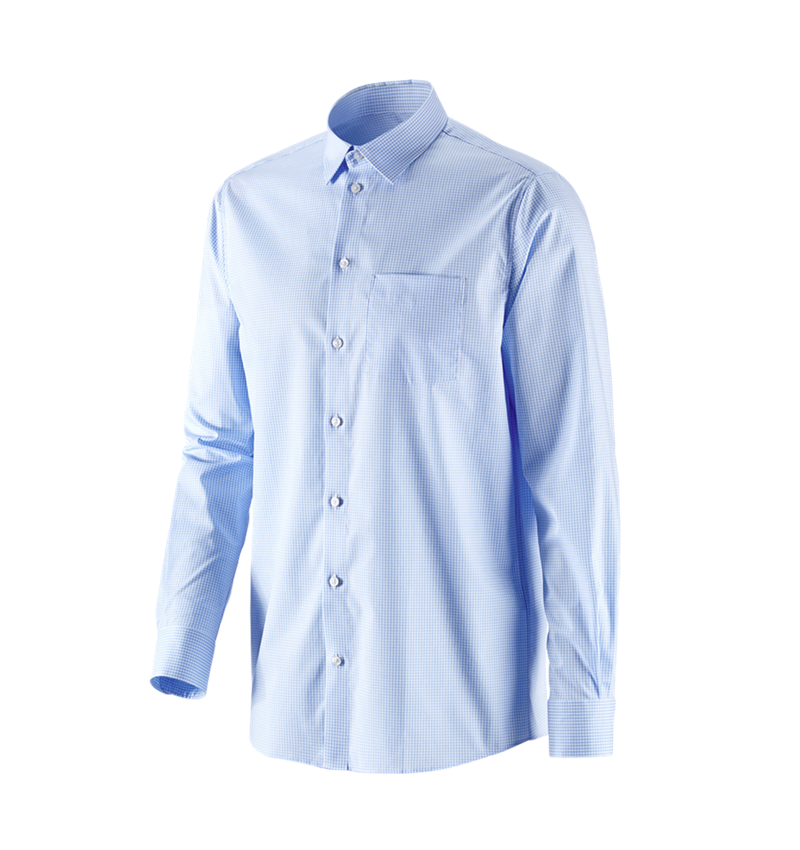 Hauts: e.s. Chemise de travail cotton stretch comfort fit + bleu glacial à carreaux 4