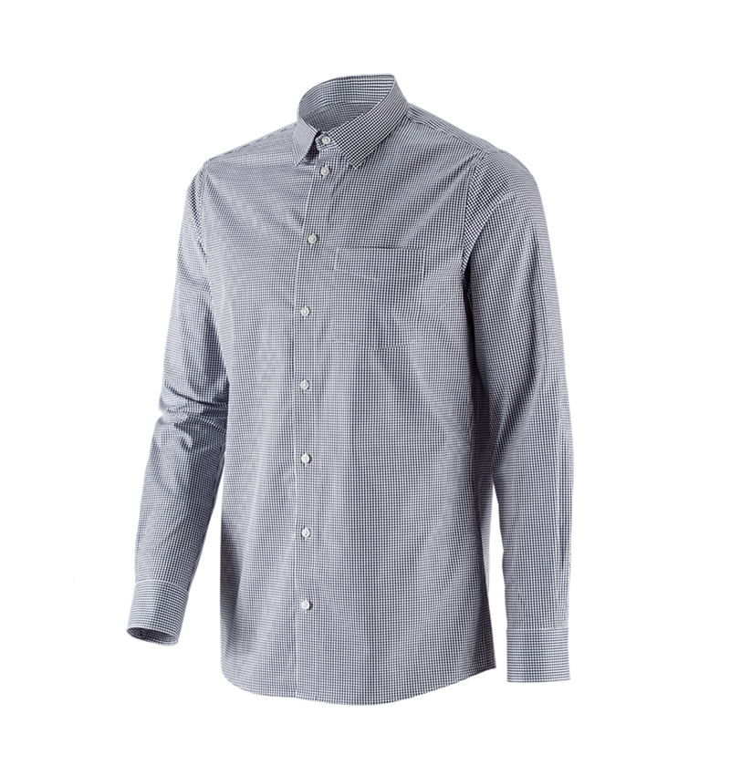 Shirts & Co.: e.s. Business Hemd cotton stretch, regular fit + dunkelblau kariert 4