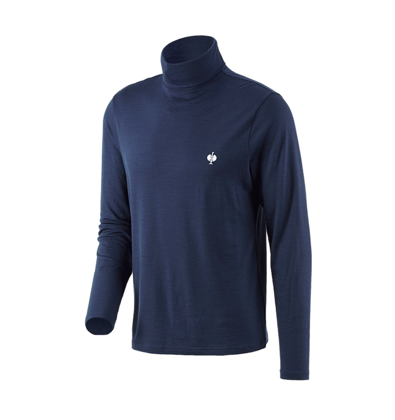 Shirts & Co.: Rollkragenshirt Merino e.s.trail + tiefblau/weiß 2