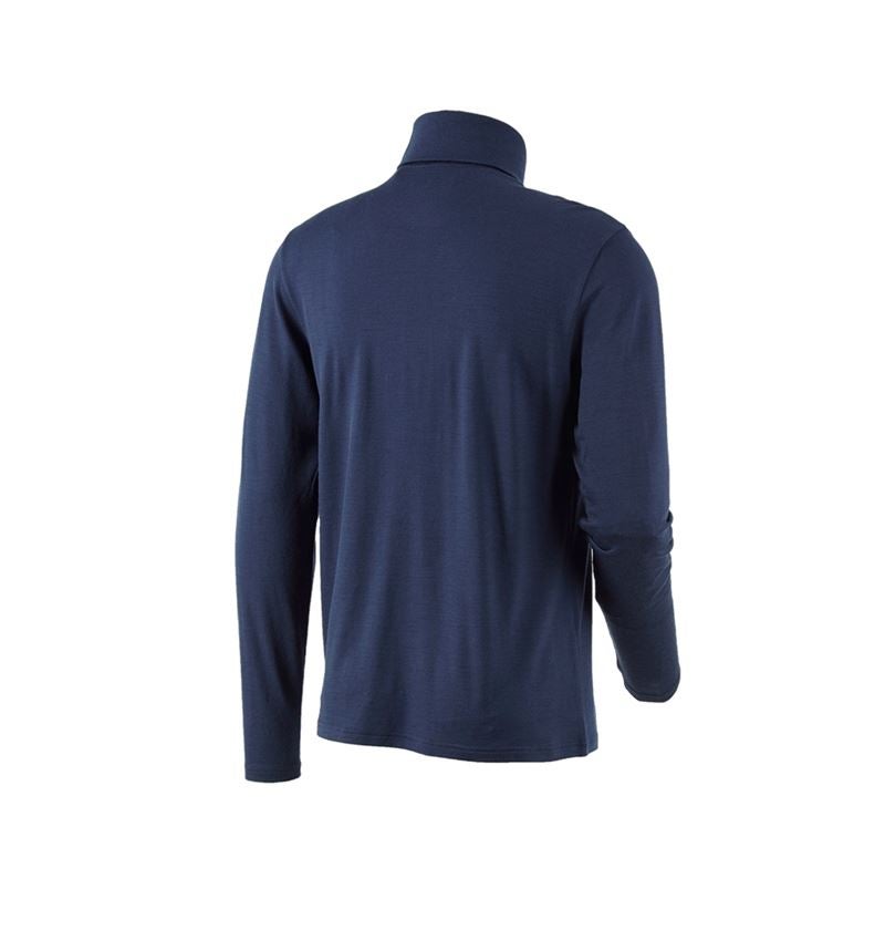 Shirts & Co.: Rollkragenshirt Merino e.s.trail + tiefblau/weiß 3