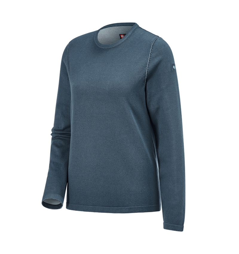 Hauts: Pullover à col rond e.s.iconic, femmes + bleu oxyde 7