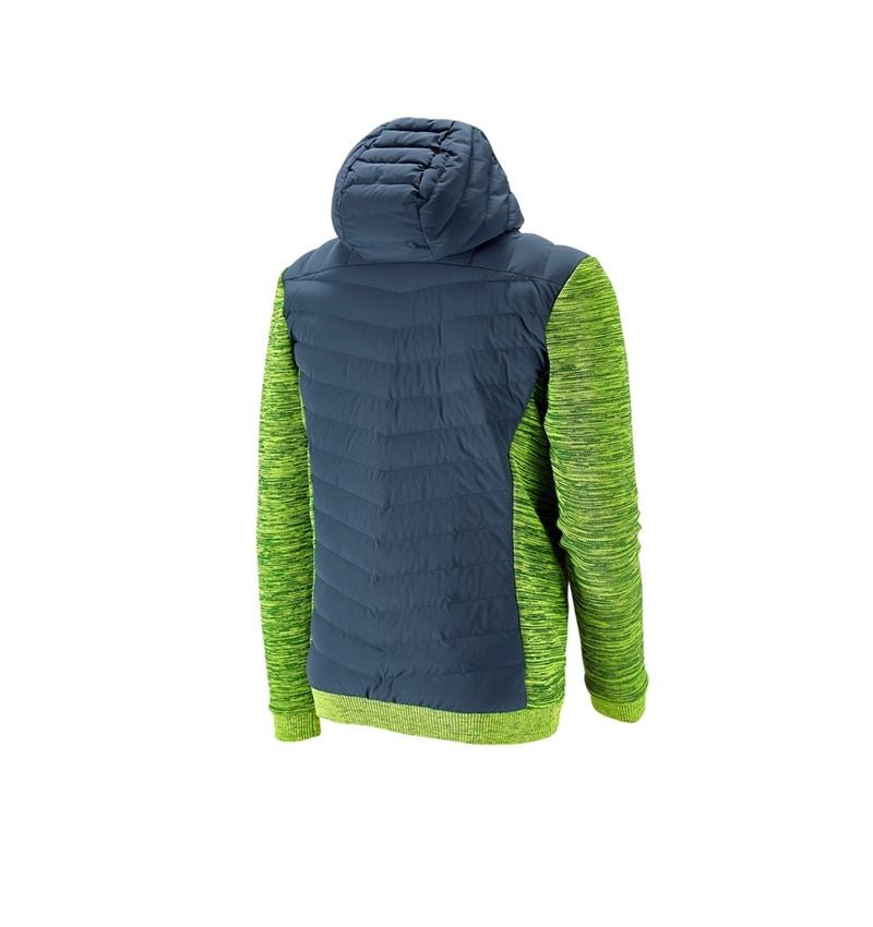 Horti-/ Sylvi-/ Agriculture: Veste en tricot à capuche hybride e.s.motion ten + bleu ardoise/jaune fluo mélange 3