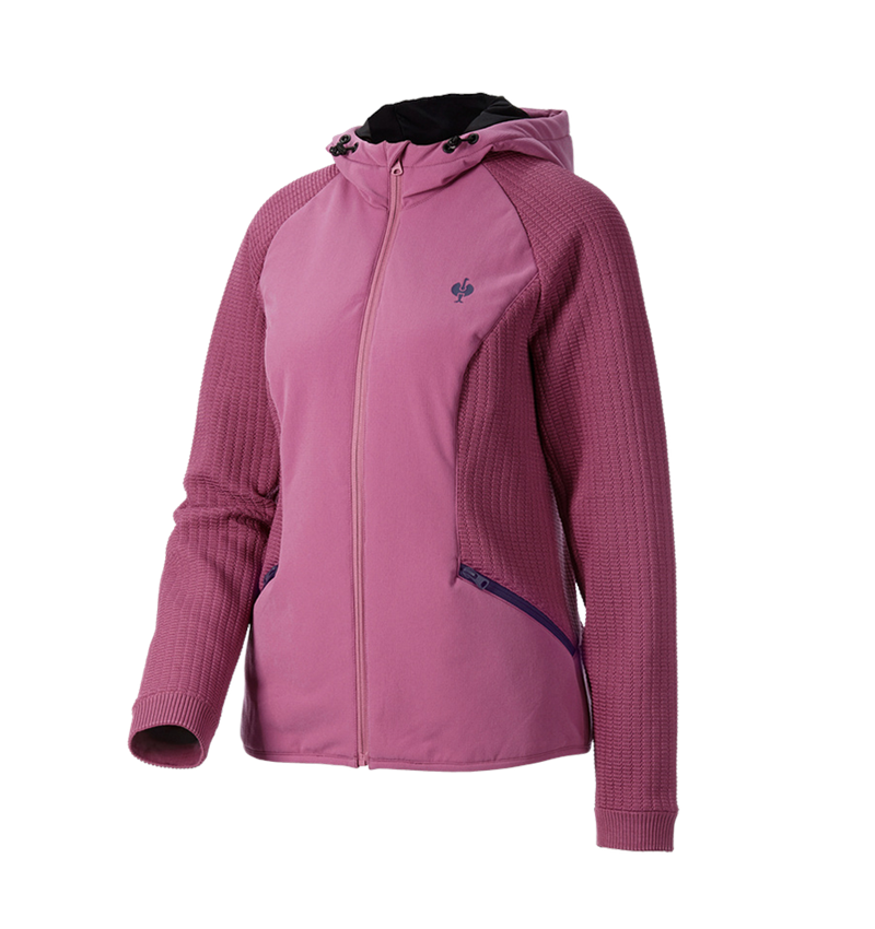 Vestes de travail: Veste en tricot à capuche hybride e.s.trail,femmes + rose tara/bleu profond 4