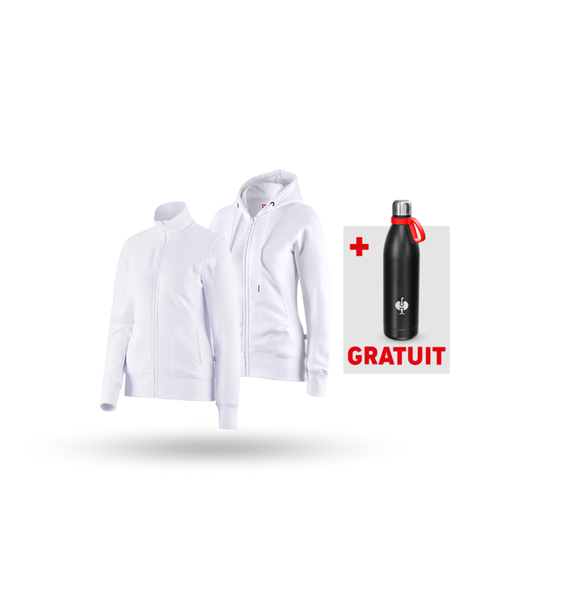 Vêtements: KIT : Veste sweat + veste sweat à capuche, femmes + blanc